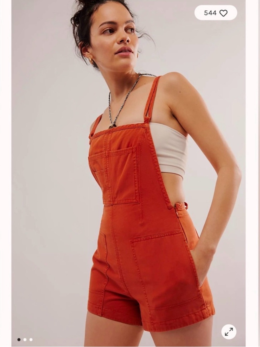 Free People Rust Orange Women's Short Overalls